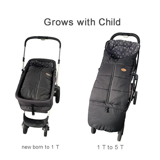 CozyMe Stroller Cover for Winter with Length Extension from Newborn to 5T,Anti-Slip and Water_Resistant Cozy Stroller Blanket,Infant Bassinet Bunting Bag, Anti-Kick Stroller Footmuff for Toddler
