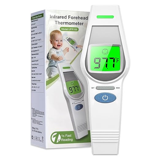 MugeTree No-Touch Forehead Thermometer for Adults and Kids Digital Baby Thermometer 2 in 1 Forehead & Object Thermometer Fever Alarm & Silent Mode Baby Essentials Non Contact