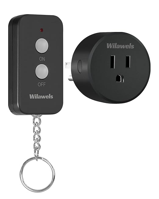 Black Remote Control Outlet, WILAWELS Wireless Remote On Off Switch for Outlet, Remote Light Switch for Lamp, Light, Programmable, 100ft RF Range, 15A/1875W, Battery Included, FCC Listed H11RC1106