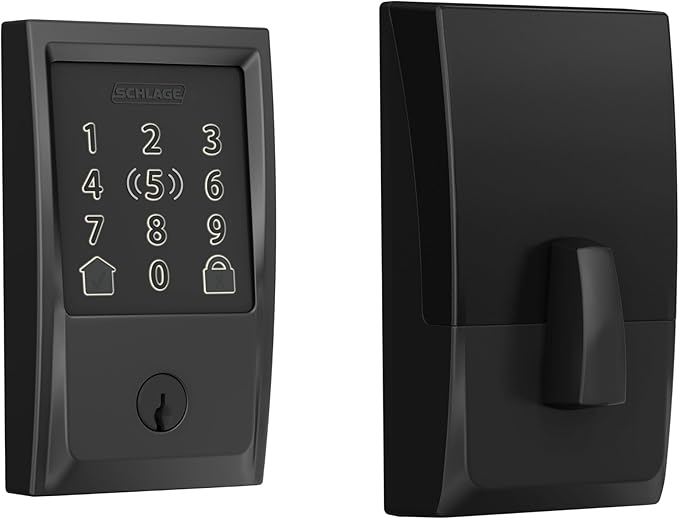 Schlage Encode Plus Smart Wi-Fi Lock for Front Door, Keyless Entry Deadbolt, Unlock with Apple Watch, Built-in WiFi and App Control, Easy Install, Alexa & Apple HomeKit Compatible, Matte Black