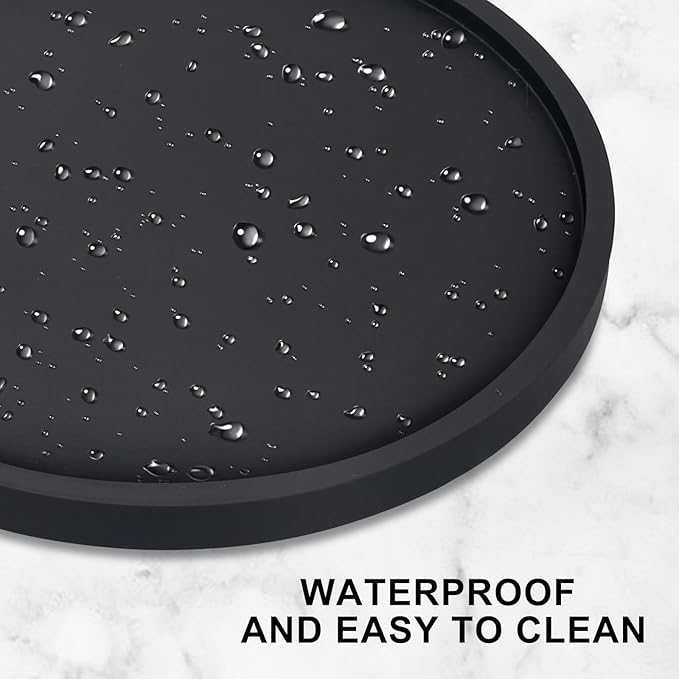 Black Wooden Lazy Susan Turntable Organizer Cabinet Round Bathroom Vanity Rotating Tray 10" Small Lazy Susans for Dining Table Top Kitchen Countertop Decor Tray Wood Lazy Susan Coffee Bar Accessories