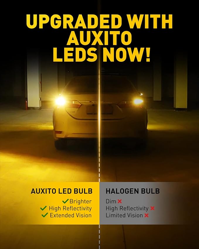 AUXITO 3157 LED Bulb Amber Yellow, Turn Signal Light 3157A 3156 3056 3057 4157 3047 4057 3457 4114 Super Bright for Rear Front Blinker Turn Signal Marker Parking Light, Pack of 2