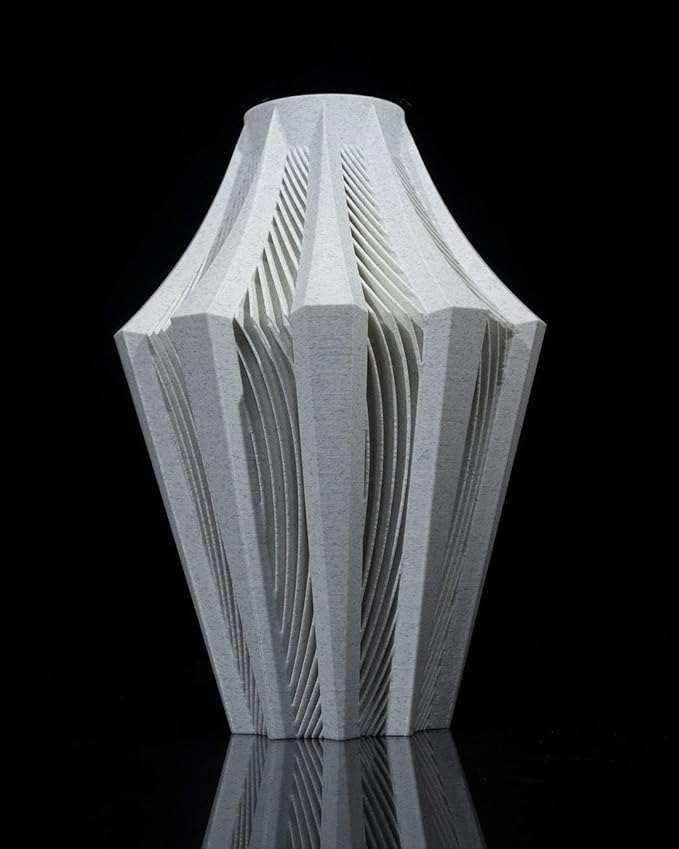 Aether Gray Vase – Modern Architectural Design | Eco-Friendly Home Decor (Primary color:Gold;)
