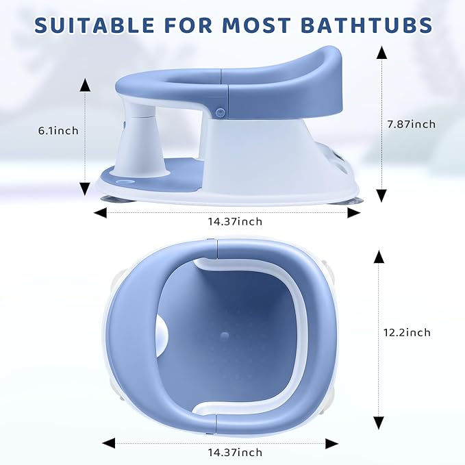 Baby Bath Seat, Infant/Toddler Sit Up Bathtub Seat for 6-12-24 Months, Baby Bath Essentials, Great Shower Gifts for Newborn and New Mothers