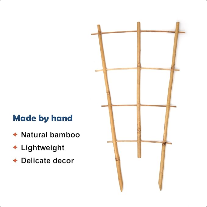 3Pack Bamboo Trellis 16 Inch Fan Shaped Small Plant Trellis for Indoor Potted Plants Climbing Monstera Orchid Vine Hoya Houseplant