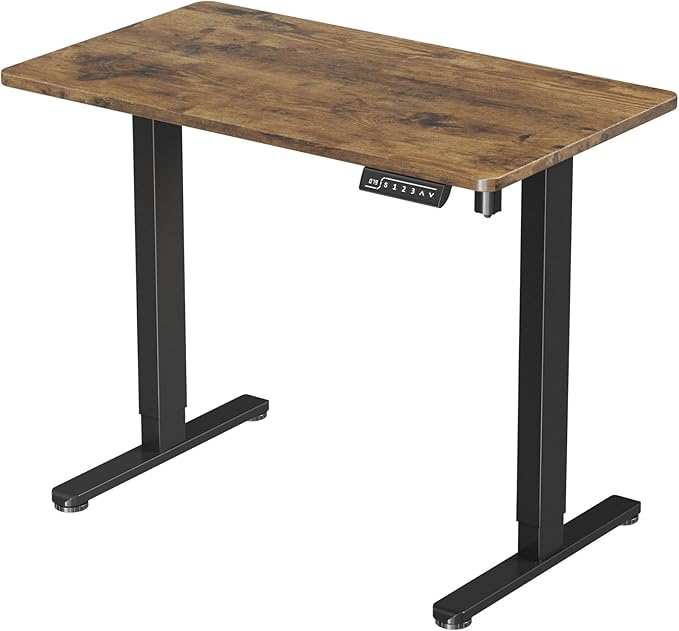 JOY worker Small Electric Standing Desk, 35" x 20" Whole Piece Height Adjustable Desk with Memory Controller, Grey Sit to Stand Desk Workstation for Home Office, Rustic