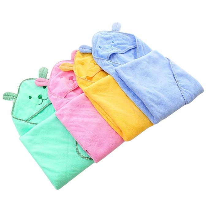 Baby Hooded Toddler Towel with Bear Ear- Soft and Thick 100% Cotton Bath Set for Kids Girls Boys Infant and Toddler, Good Choice (Blue)