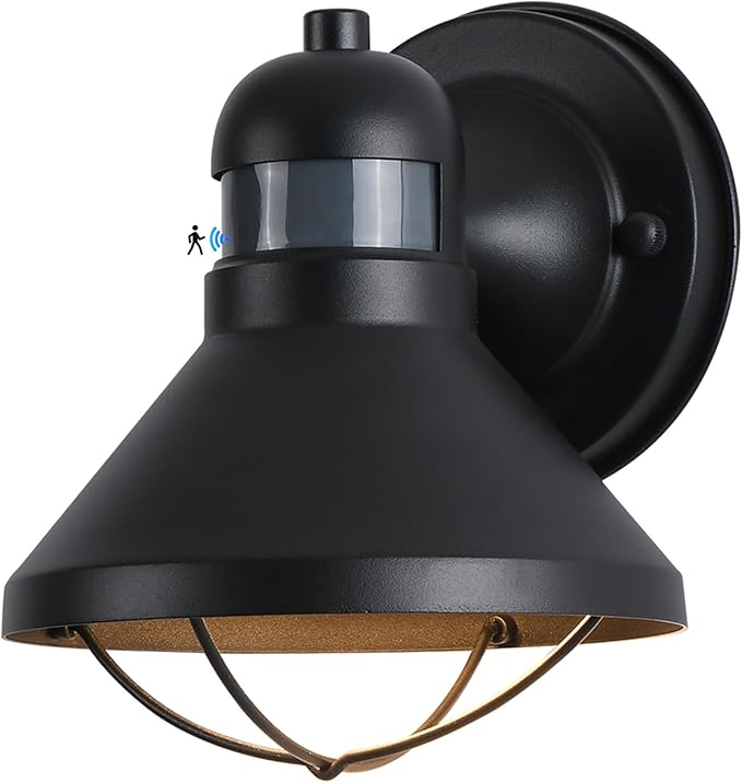 LONEDRUID Motion Sensor Outdoor LED Porch Wall Light Fixtures Dusk to Dawn Exterior Barn Lantern Black Farmhouse Sconce Lighting Wall Mount Lamp for Garage Patio Balcony Doorway
