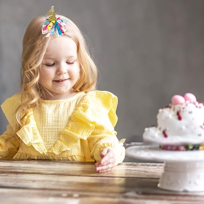 Birthday Hair Clips for Baby Girls - 2Pc Curly Ribbon with Gold Number Bow Hair Clips for 3rd Birthday Baby Bow Party Decorations for Girls Toddlers Hair Accessories (Gold Number- 3 Years)