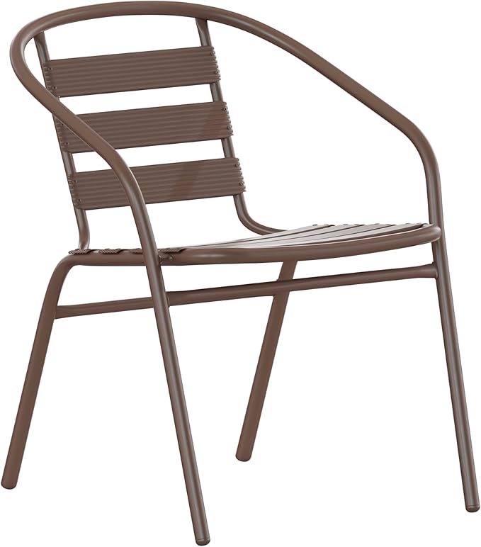 Flash Furniture Lila Bronze Metal Restaurant Stack Chair with Metal Slats