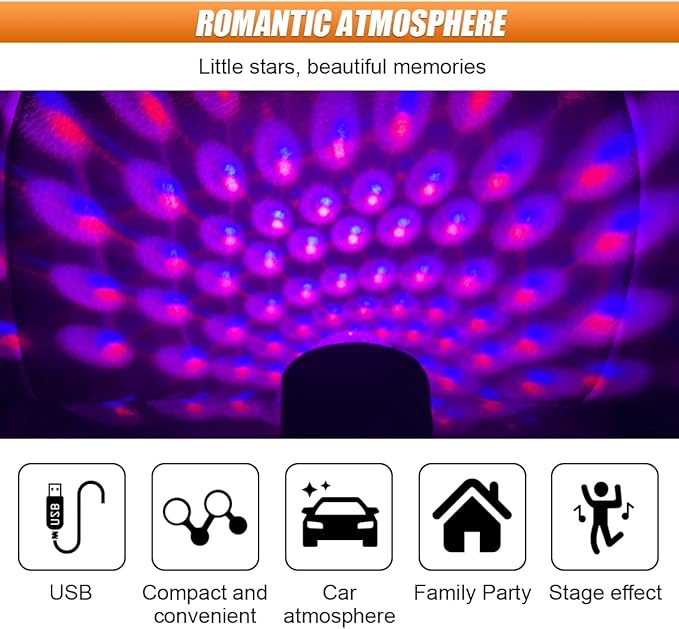 Star Projector Night Light, Portable USB LED Ambient Light - 4 Colors & 9 Modes Atmosphere Star Lights for Car, Ceiling, Bedroom, Party (1PCS)