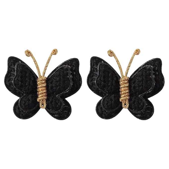 Pack of 2 hair bows girls. Kids’Fashionable Artificial Butterfly Hair Clips (Black)