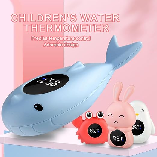 Baby Bath Thermometer, Digital Tube Floating Thermometer, Temp Warning Water Temperature Thermometer, Cute Cartoon Water Temperature Monitoring for Newborns, Infants (Crab Green)