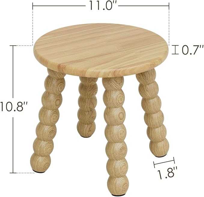 Masupu Solid Wooden Step Stool for Adults Kids, 11 inch Small Foot Stool, Non-Slip One Step Stool, Sturdy Foot Stool for Bathroom, Bedroom, Kichen, Plant Stand(Natural)