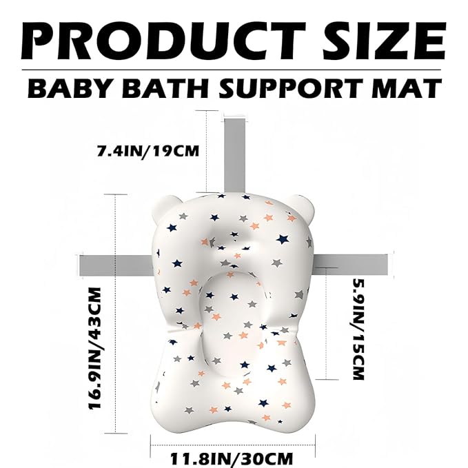Baby Bath Support Cushion Soft Shower Bath Mat Adjustable Nonslip Newborn Toddler Bath Cushion for Baby 0-12 Months（White）