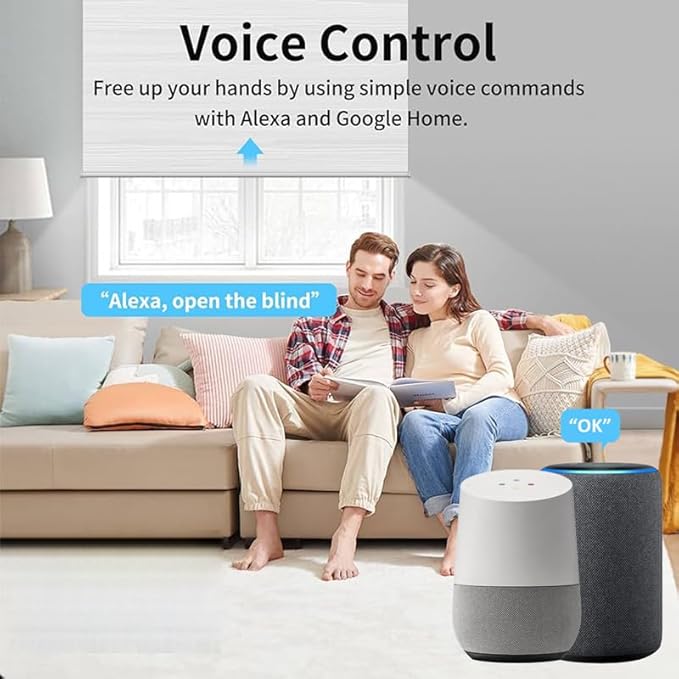 Tuya WiFi Φ35mm Smart Roller Shade Motor Kit Compatible with Alexa & Google Assistant, 38dB Quiet Brushless Drive, Motorized Blind Automation (6.0 N.m Motor Suitable for Φ40mm (1.57") Octagonal Tube)