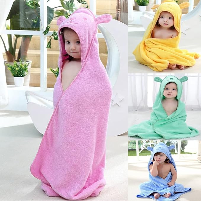 Baby Hooded Toddler Towel with Bear Ear- Soft and Thick 100% Cotton Bath Set for Kids Girls Boys Infant and Toddler, Good Choice (Blue)
