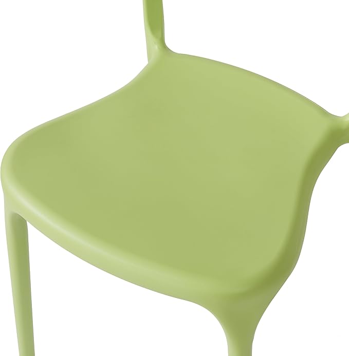 Modern Stackable Dining Chair Set, No Assembly, Plastic Chair, Patio Chair, Suitable for Indoor and Outdoor Cafes and Restaurants, Set of 4 (Pistachio Green)