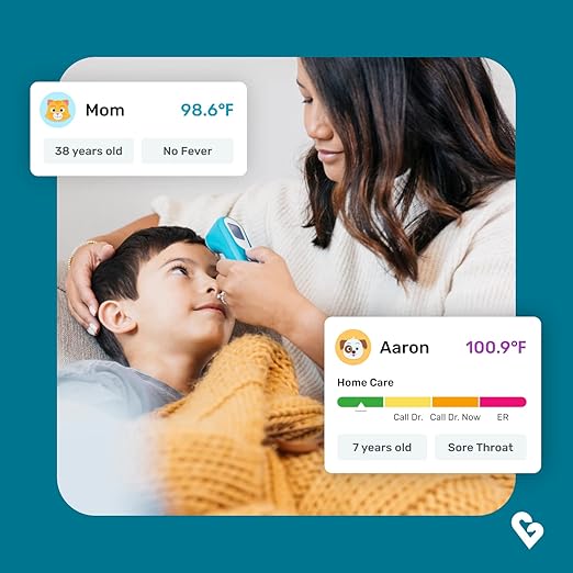 Kinsa QuickScan Smart Forehead Thermometer for Adults, Kids and Babies, No-Touch Digital Thermometer, App-Connected Family Health Tracking, Fast Accurate Fever Readings