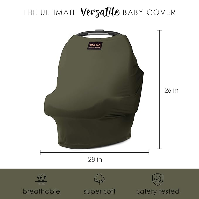 Milk Snob Original 5-in-1 Luxe Cover in Olive - Added Privacy for Breastfeeding, Baby Car Seat, Carrier, Stroller, High Chair, Shopping Cart, Lounger Canopy, Newborn Essentials, Nursing Top