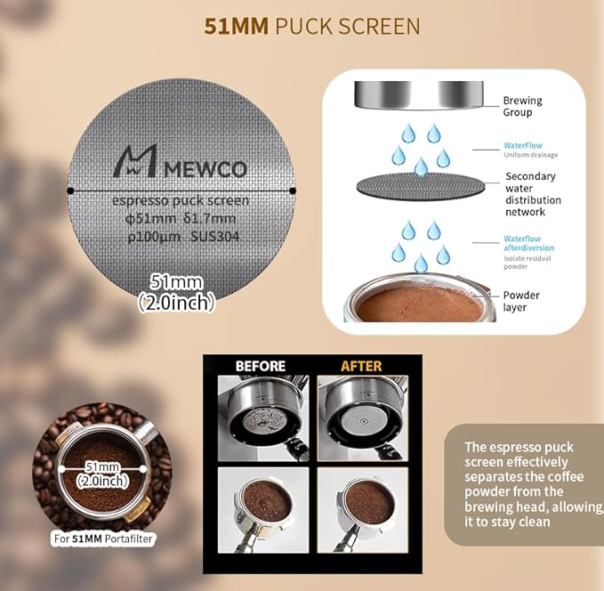 7 Pack Espresso Tamper Station&Coffee Distributor Tamper&Espresso WDT Stirrer&Coffee Tamping&Brush&Coffee Dosing Funnel&Espresso Puck Screen, Multipurpose Tools for Bar Home Office (51 mm)