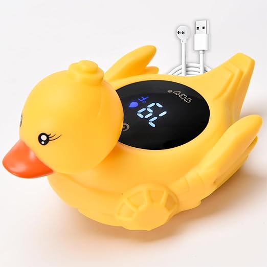 Baby Bath Thermometer - Digital Floating Water Thermometer with LED Display & Color Temperature Alerts, Rechargeable Bath Toy for Infant Bathtub Safety, Newborn Bath Essentials Gift