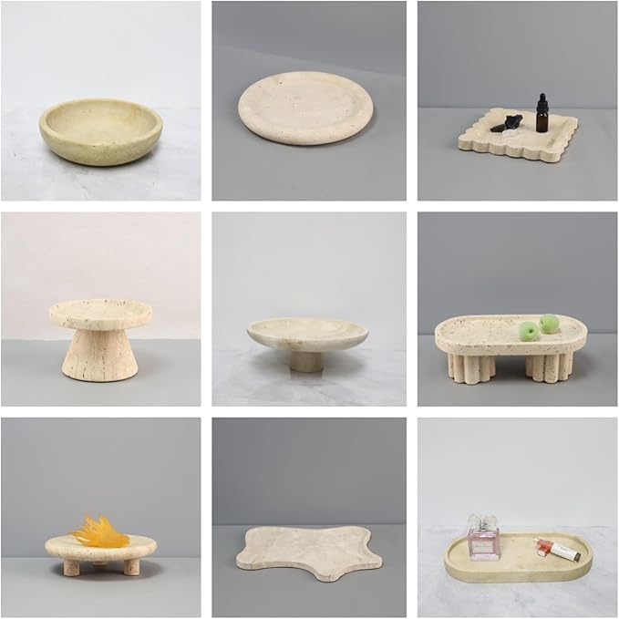 Modern Style Marble Tray Organizer - Modern Stone Decoration for Living Room, Dining Table, Office - Stylish Key and Jewelry Holder(Beige10)