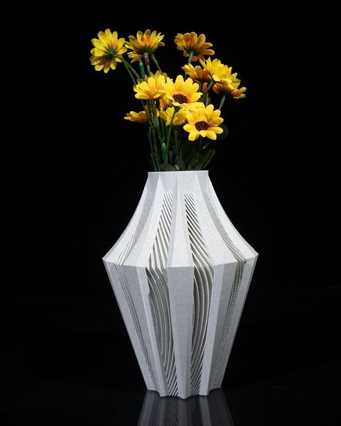 Aether Gray Vase – Modern Architectural Design | Eco-Friendly Home Decor (Primary color:Gold;)