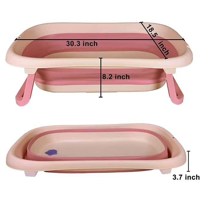 Collapsible Portable Bathtub - Large 30" Baby Bathtub for Infants to Toddler 0-36 Months with Temperature Sensing Water Plug and Drain Hole