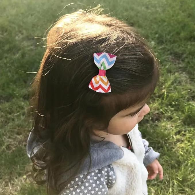JIAHANG Baby Girls Grosgrain Ribbon 4 Inch Hair Bow Headband and Alligator Clips Set, Colorful Hair Bow Accessories for Children Toddler School Girls 4Pcs Gift Set(Stripe1)