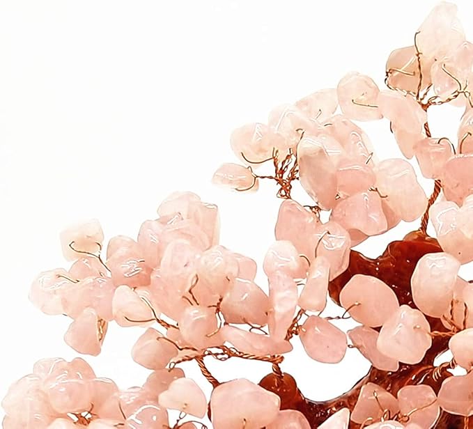 7 Inch Quartz Crystal Money Tree Bonsai Feng Shui Gem Decoration for Wealth and Luck (Pink)