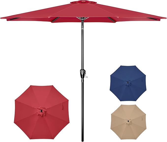 Simple Deluxe 9' Patio Umbrella Outdoor Table Market Yard Umbrella with Push Button Tilt/Crank