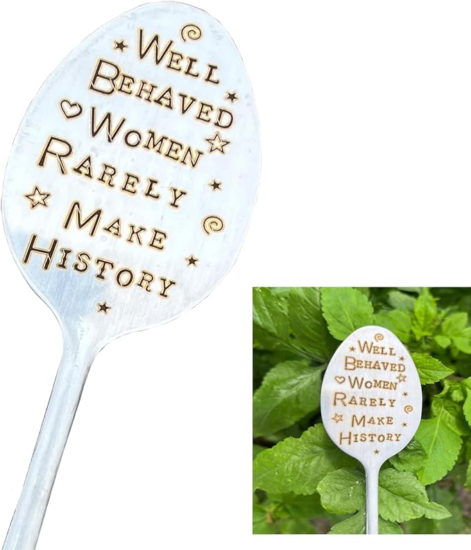 Garden Plant Marker Friendship Gift for Women Gardeners, Plant Stake Label Sign Tag Gardening Gifts for Woman Plant Lovers, Metal Garden Decoration (Make History)