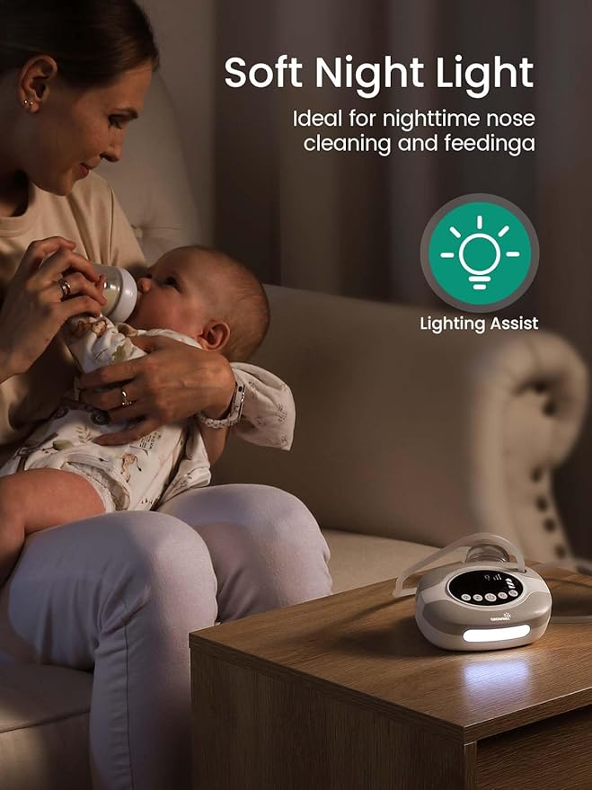 GROWNSY Electric Nose Suction for Baby, Hospital-Grade Nasal Aspirator with Night Light,Soothing Lullabies, Baby Nose Sucker with 9 Adjustable Suction Levels