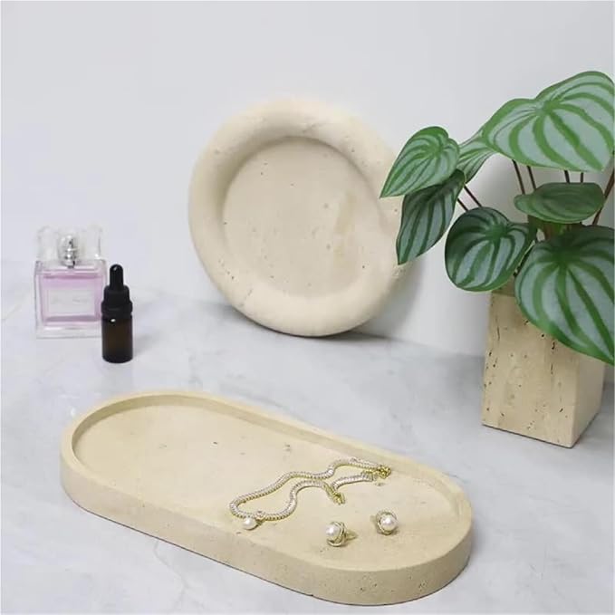 Modern Style Marble Tray Organizer - Modern Stone Decoration for Living Room, Dining Table, Office - Stylish Key and Jewelry Holder(Beige13)