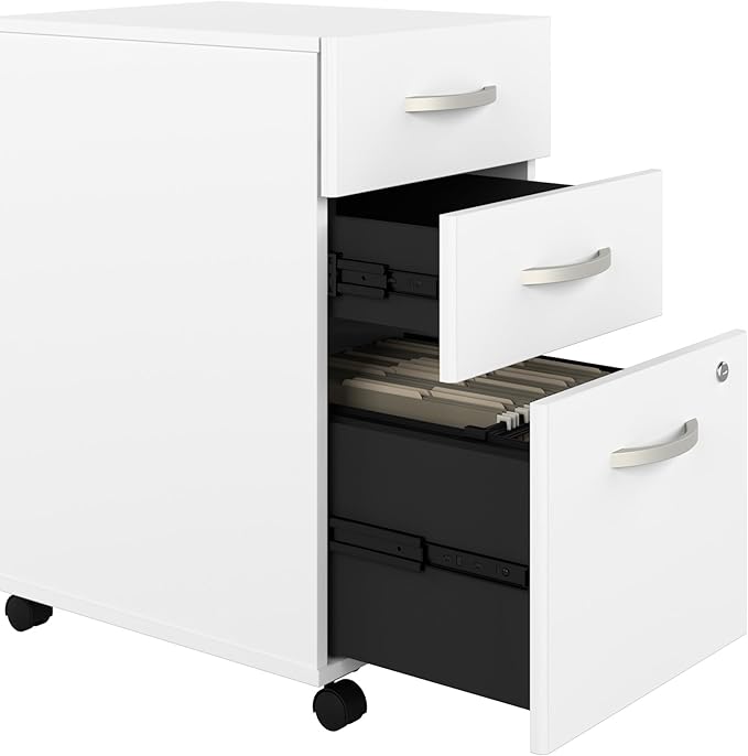 Bush Business Furniture Studio C 3 Drawer Mobile File Cabinet in White