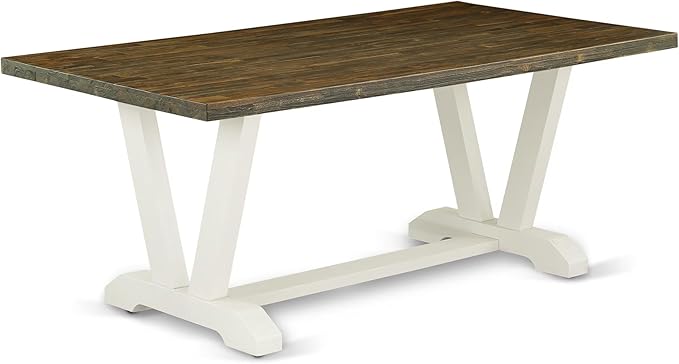East West Furniture V077CE215-6 6 Piece Modern Dining Table Set Contains a Rectangle Wooden Table and 4 Baby Blue Linen Fabric Upholstered Chairs with a Bench, 40x72 Inch, Multi-Color