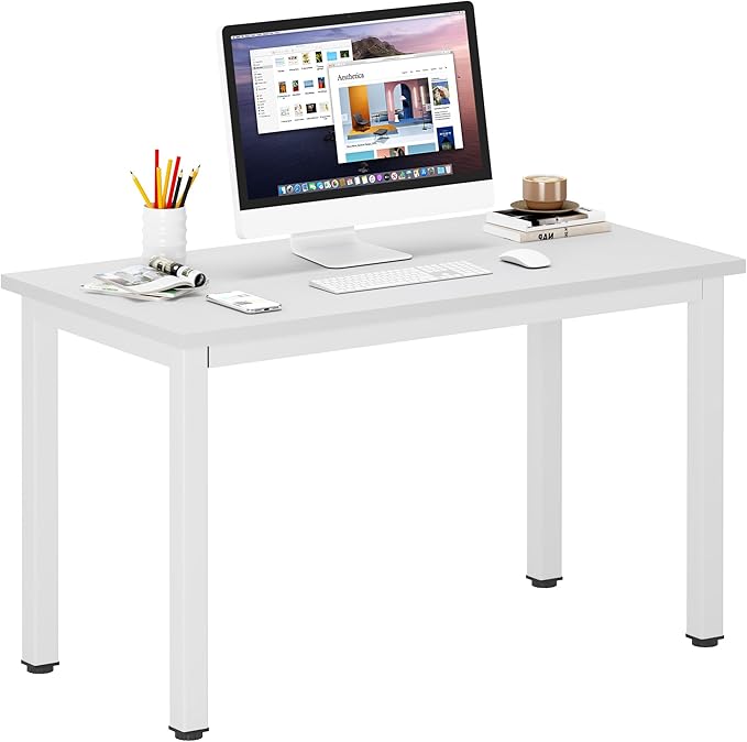 DlandHome 39 inches Small Computer Desk for Home Office Activity Table Writing Table for Small Spaces Study Table Student Laptop Desk White DND-AC3DW-100