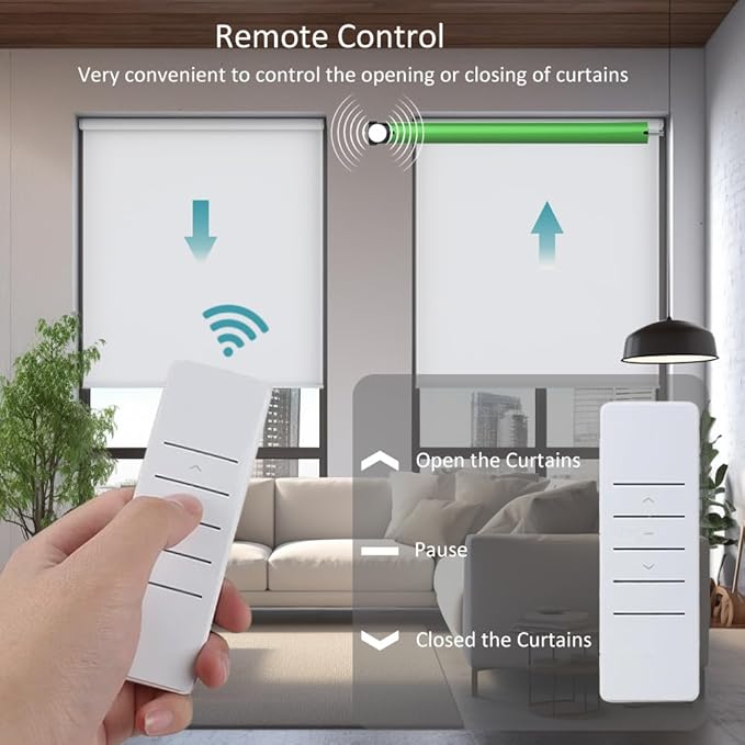 Tuya ZigBee Smart Roller Shade Motor, High Torque Electric Blinds Retrofit Kit, App/Voice Control with Alexa Google, Remote & Timer, Quiet 38dB (10 N.m Φ40mm (1.57") Round Tube)