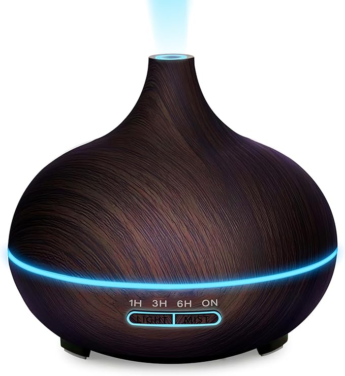 Diffusers for Essential Oils Large Room, 550ml Essential Oil Diffusers with Remote Control, Ultrasonic Oil Diffuser with Timer, 7 Colors Light for Bedroom (Deep)