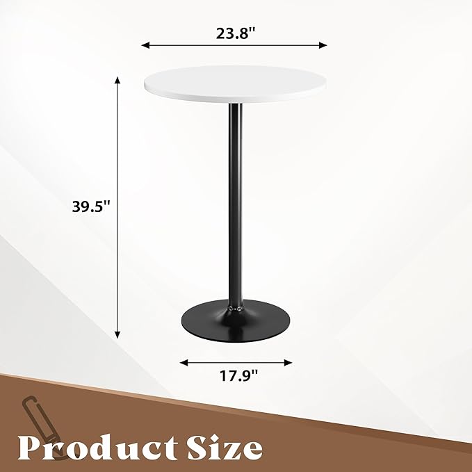 Homall Round Dining Table Bistro Pub 23.8 x 39.5 Inches Bar Table for Kitchen, Dining Room (1, White-Black)