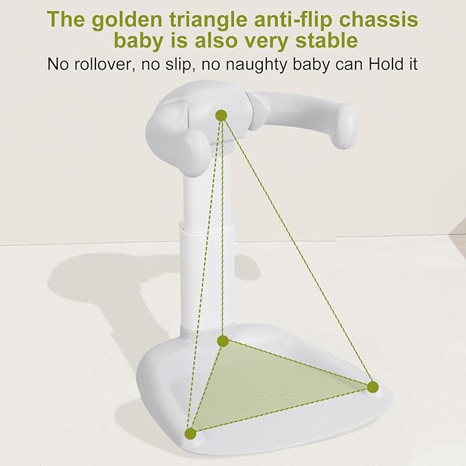 Adjustable Baby Shower Stand with Anti-Slip Base,Bath Shower Standing Support Stand,Portable Bath Helper Bath Support for Infants Portable Bath Helper for Baby 8-24 Months (Khaki)