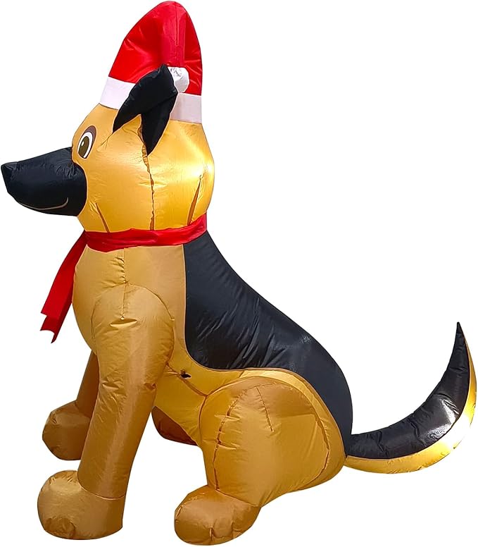Outdoor Indoor Christmas Inflatable LED Lighted German Shepherd Dog Blow Up Holiday Yard Decoration