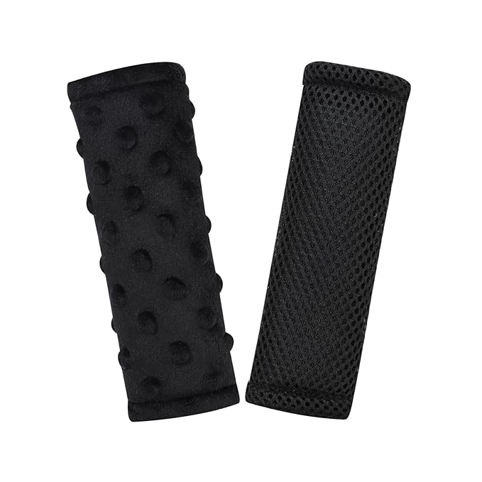 Baby Car Seat Strap Pads, Toddler Car Seat Strap Shoulder Covers for Baby Kids, Double-Sided Car Seat Belt Covers for Stroller/Pushchair/Baby Swing, Soft Flannel & Mesh, Black