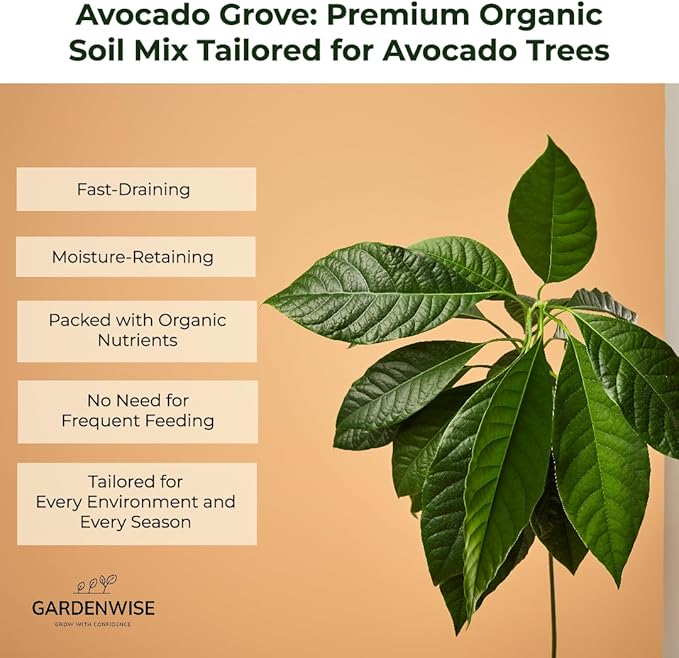 Avocado Tree Soil – Premium Organic Potting Mix for Avocado Trees | Tailored pH & Organic Nutrients | Fast-Draining & Moisture-Retaining | Indoor & Outdoor Use (1 Quart)