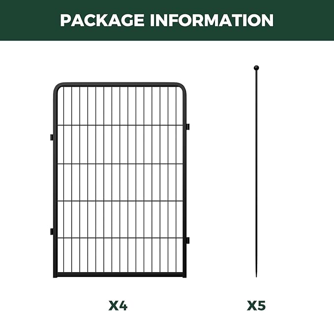 FXW Rollick Unleashed Dog Playpen for Indoor, Yard, RV Camping, 40 inch 4 Panels for Medium and Large Dogs, Black│Patented
