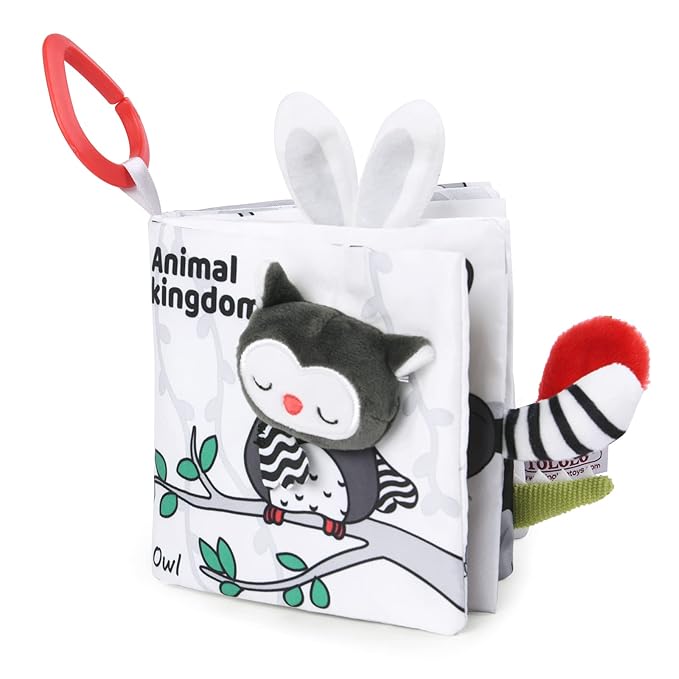 Vicloon Cloth Books, 3D Touch and Feel High Contrast Cloth Book, Baby Books Toys for Baby 0-12 Months, Soft Sensory Crinkle Book for Infants Toddler, Newborns Shower (Forest)