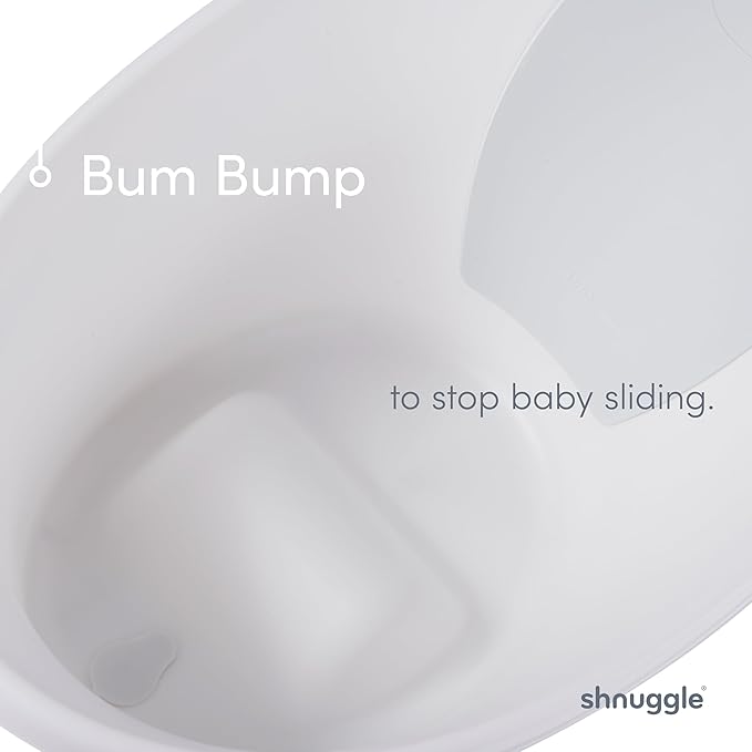 Shnuggle Newborn Baby Bath | Built in Support Bump and Soft Backrest | Suitable from Newborn | Bath Seat Support Includes Plug | Pebble Grey