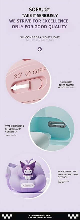 Cute Cinnamoroll Night Light, Cartoon dimmable sili Cone Children's Night Light, Long Battery Life, Rechargeable Cute Light, Toddler Night Light, Gift for Boys and Girls(Blue Comolo)