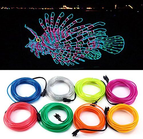 Searik LED Neon Light 16.4ft/5m, Portable Hot Pink EL Wire Glowing Rope Lights LED Strips String Light with Battery Controller for Halloween Decorations Party Favor Festival Car DIY Clothes Decor